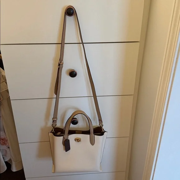 Coach Cream and Brown Leather Tote - Picture 8 of 8